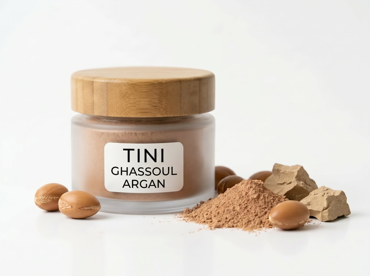 TINI GHASSOUL ARGAN - Moroccan Rhassoul Clay + Argan Shell Powder | Natural Shampoo